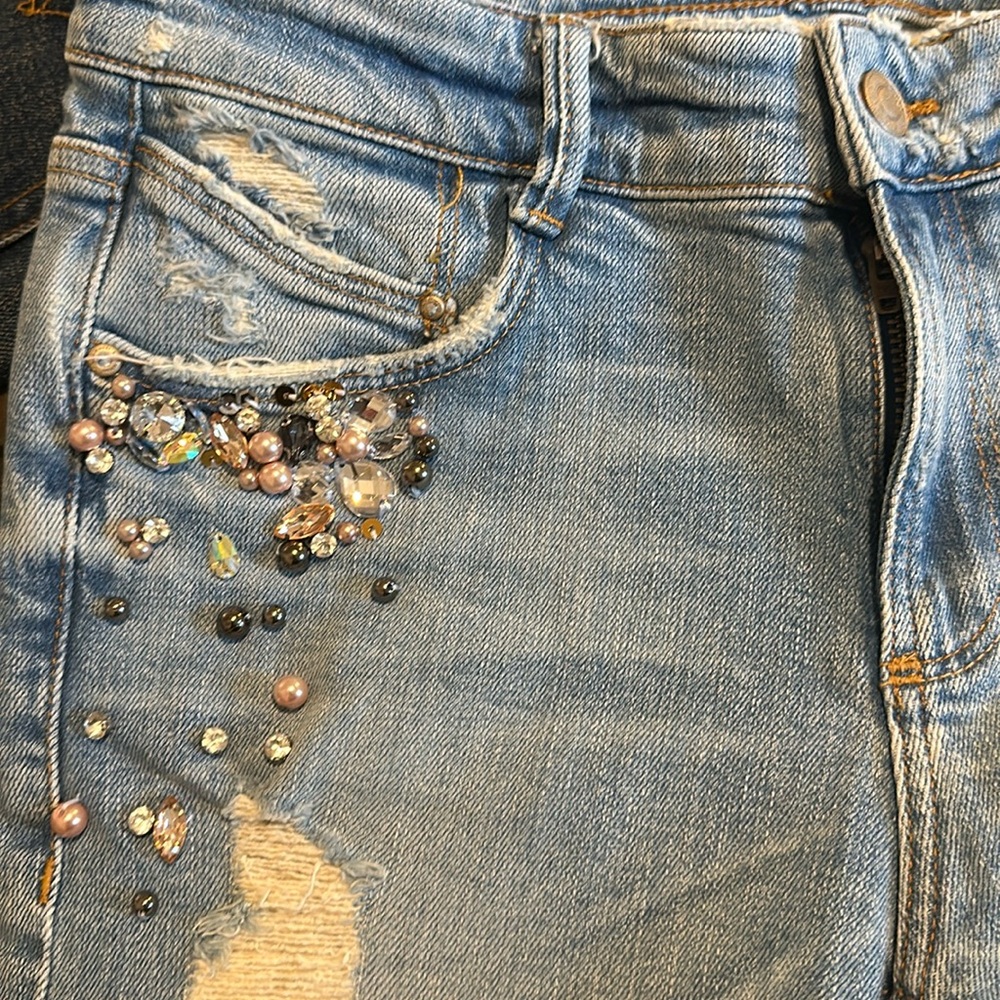 Zara Jeweled Cropped Jean